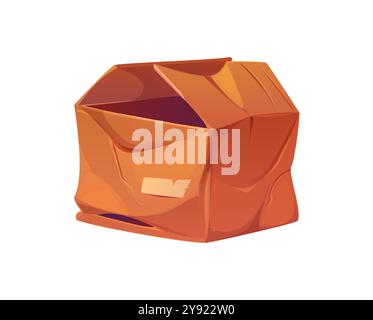 Crushed damaged and crumpled cardboard delivery box package, broken ...
