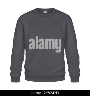 Dark grey sweatshirt from warm textile mockup illustration Stock Vector