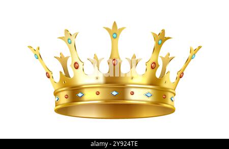 Vector 3d Realistic Golden Crown Icon Closeup Isolated. Yellow Metallic ...