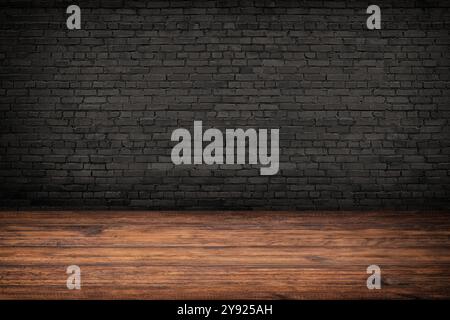 empty room interior, wood floor or brick wall Stock Photo
