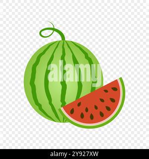 Whole and slice of ripe watermelon Stock Vector