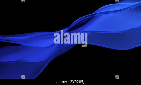 Blue abstract glass isolated on black background. 3d illustration. Stock Photo