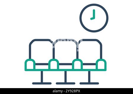Lobby icon. line icon style. chair with clock. icon related to reception. hotel elements vector illustration Stock Vector