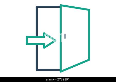 Entrance icon. line icon style. open door with arrow. hotel elements vector illustration Stock Vector