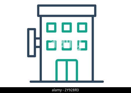 Hotel icon. line icon style. icon related to building. hotel elements vector illustration Stock Vector