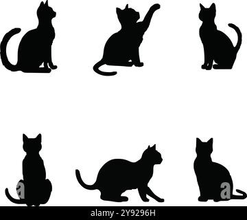 Flat design of Cat silhouettes Stock Vector