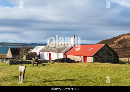 Dunnet, Scotland - February 23, 2024: Mary Ann's Cottage in Dunnet, Caithness, Scotland, United Kingdom. The museum offers a snapshot of life in north Stock Photo