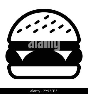 A minimalist black and white hamburger icon suitable for various food-related projects, menus, or restaurant branding. Perfect for representing tasty Stock Vector