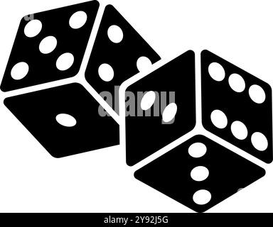 Silhouette of a Pair of black dice falling showing random numbers vector illustration Stock Vector