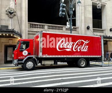 New York, USA: 12 Feb 2024; Coca Cola delivery truck parked on a street on New York Stock Photo