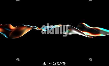 Abstract glass isolated on black background. Dispersion. Waves. 3d illustration. Stock Photo