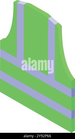 Green reflective safety vest isometric icon representing protection and visibility for construction workers and other professionals Stock Vector