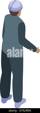 Standing engineer back view. Isometric construction worker Stock Vector ...