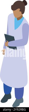 Female scientist is holding a clipboard, potentially conducting research or analyzing data Stock Vector