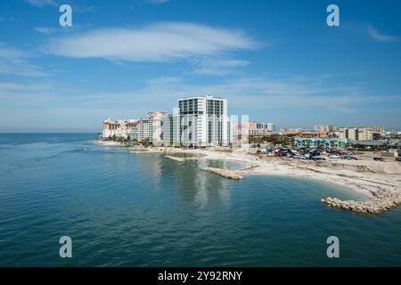 Clearwater, FL, USA - 02 Oct 2024 - Hotels alonf the Clearwater Beach Strip Stock Photo