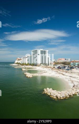 Clearwater, FL, USA - 02 Oct 2024 - Hotels alonf the Clearwater Beach Strip Stock Photo