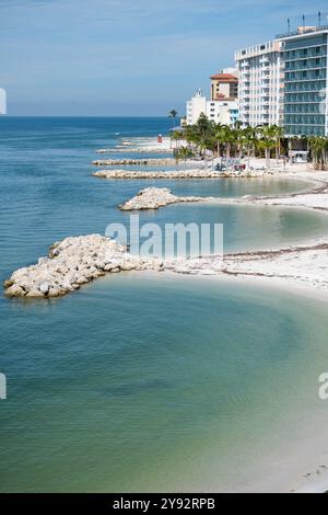 Clearwater, FL, USA - 02 Oct 2024 - Hotels alonf the Clearwater Beach Strip Stock Photo