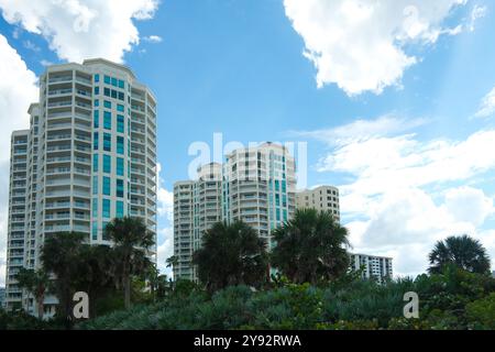 Clearwater, FL, USA - 02 Oct 2024 - Hotels alonf the Clearwater Beach Strip Stock Photo