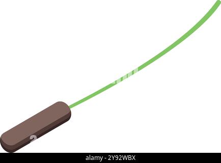 Green fiber optic cable transferring digital data in isometric view Stock Vector