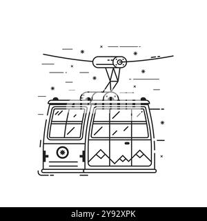 Funicular Cable Car in Line Art Stock Vector