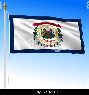 West Virginia US federal state waving flag, United States, vector illustration Stock Vector