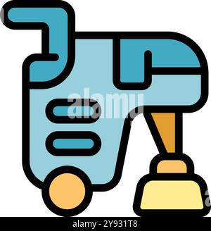 Modern floor polisher machine cleaning icon, cartoon style Stock Vector