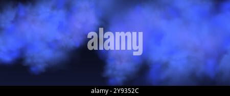 The atmosphere of spring magic at dawn or summer night ,fog over land or water surface. Black background with gray blue clouds creating the effect of Stock Vector