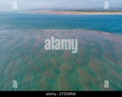 An aerial view of the estuary of the Taw and Torridge Rivers, near Bideford and Barnstaple, Devon, England, United Kingdom, Europe Stock Photo