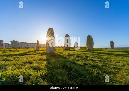 Sculpture Park, Menhires by Manolo Paz, La Coruna, Galicia, Spain, Europe Stock Photo