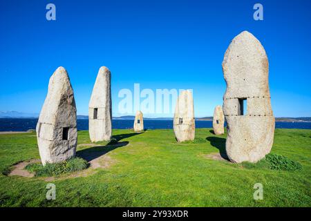 Sculpture Park, Menhires by Manolo Paz, La Coruna, Galicia, Spain, Europe Stock Photo