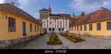 View of the Akershus Fortress from inside the walls on a sunny day, Oslo, Norway, Scandinavia, Europe Stock Photo