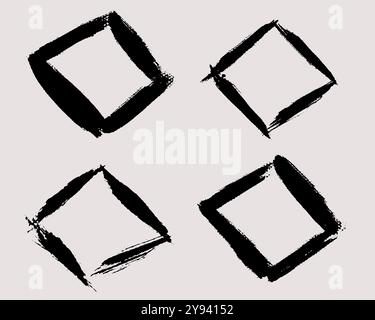 Brush strokes vector. Set of rhombus text boxes and frames. Grunge ...