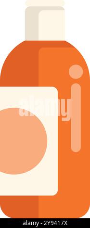 Orange plastic bottle with blank label, suitable for shampoo, lotion, shower gel or other cosmetic products Stock Vector