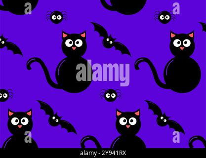 Halloween seamless pattern decoration on a purple background. Minimal Halloween pattern vector for bed sheets, costumes, and wallpapers. Halloween pat Stock Vector
