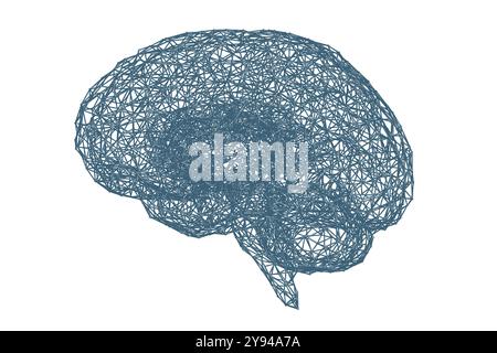 Artificial Neural Network. Brain as artificial intelligence network. Abstract brain made of connected nodes. Stock Vector
