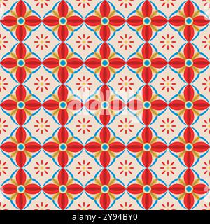 Oriental vector damask seamless pattern. Talavera flower pottery. Azulejos portugal. Turkish ornament. Spanish porcelain. Ceramic tableware, folk prin Stock Vector