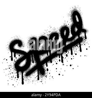 graffiti speed text sprayed in black over white. Stock Vector