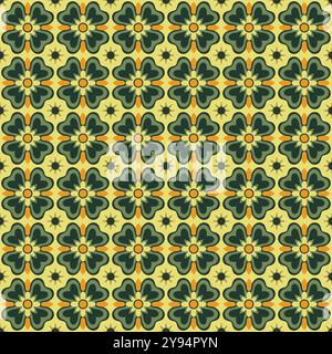 Flower Talavera Pattern Design. Tile Seamless Pattern Stock Vector