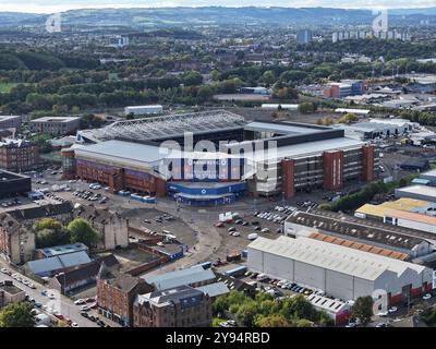 Aerial drone view of Ibrox Stadium Glasgow Stock Photo