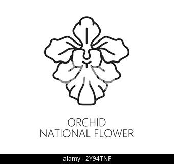 Singapore travel and vacation icon of orchid national flower, vector symbol. Singapore landmark, tourism attraction and sightseeing icon of national orchid flower symbol, Southeast Asia destination Stock Vector