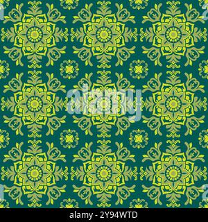 Talavera pattern. Azulejos portugal. Turkish ornament. Moroccan tile mosaic. tile pattern green color Stock Vector