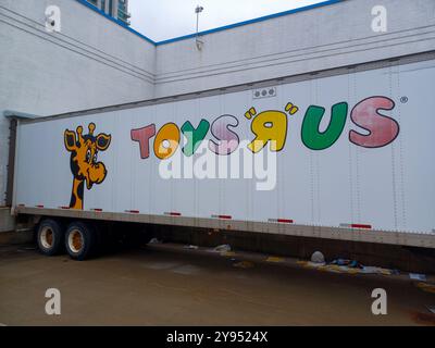 Toronto, ON, Canada – February 24, 2024: View at the Toys R Us store sign in Toronto Stock Photo