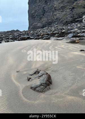 small rock pool on a beach at Crackington Haven, North Cornwall Stock Photo