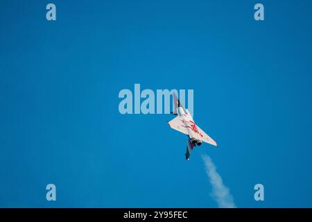 A fighter plane flies in the sky. Radio Control Model Stock Photo