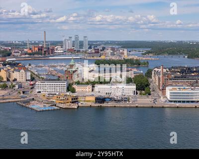 Aerial drone view to the Helsinki waterfront area Stock Photo