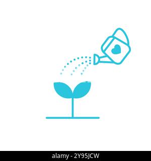 Watering plant icon. Isolated on white background. From blue icon set. Stock Vector