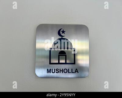 Depok, Indonesia Mushola sign, a place to prayer for moeslem mounted on white wall Stock Photo