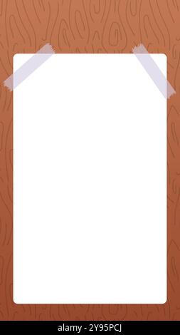 Cartoon story template with wooden texture background. Hand-drawn elements with space for text. Stock Vector