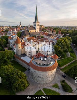 Vertical aerial view to the Tallinn old town in Estonia Stock Photo