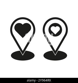 Heart location icon. Love marker design. Map pin with heart. Vector symbol. Stock Vector